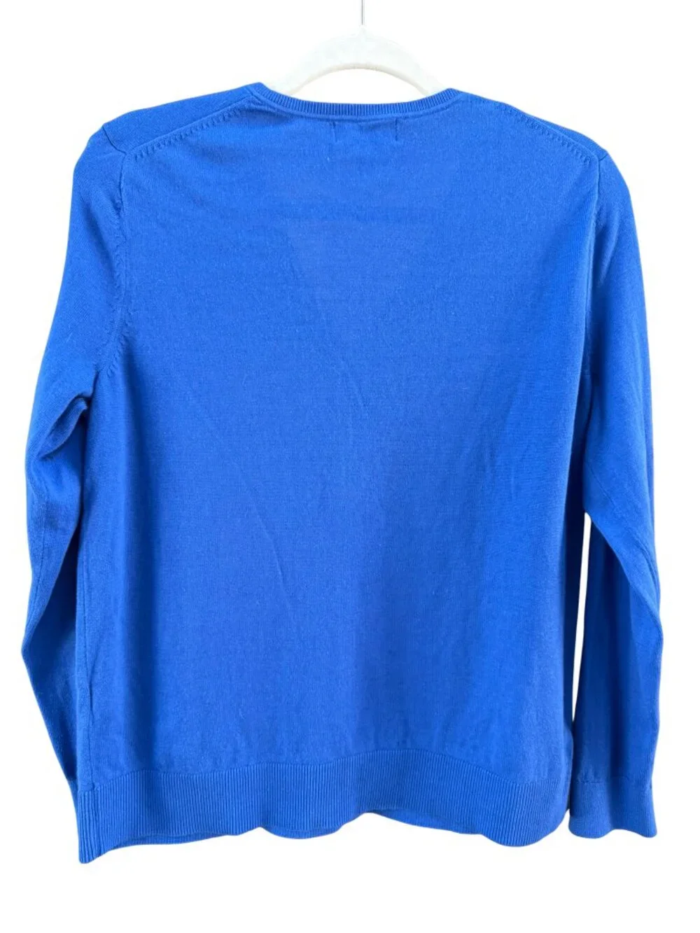 Banana Republic Forever Sweater Blue V-Neck Knit Pullover Large Cotton Blend